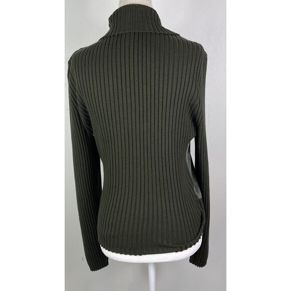 Vintage Suede Silk Wool Jacket Cardigan Jacket L Olive Green Y2K Bella Swan - Picture 5 of 14